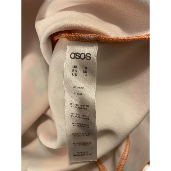 ASOS Floral Print Orange Midi Dress With Ruffle Detail - Picture 8 of 9